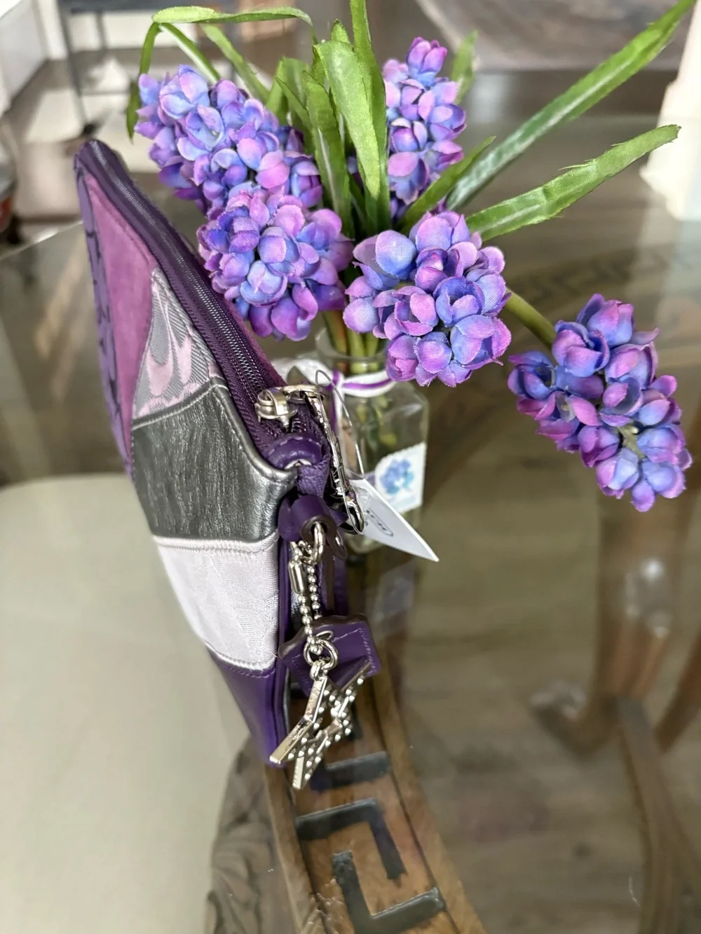 Coach Purple Patchwork Wristlet
